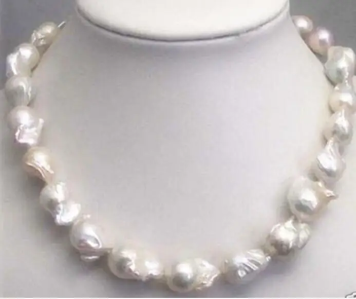 

AAA+ Rare Huge 15-25MM WHITE SOUTH SEA BAROQUE KESHI AKOYA PEARL NECKLACE 18