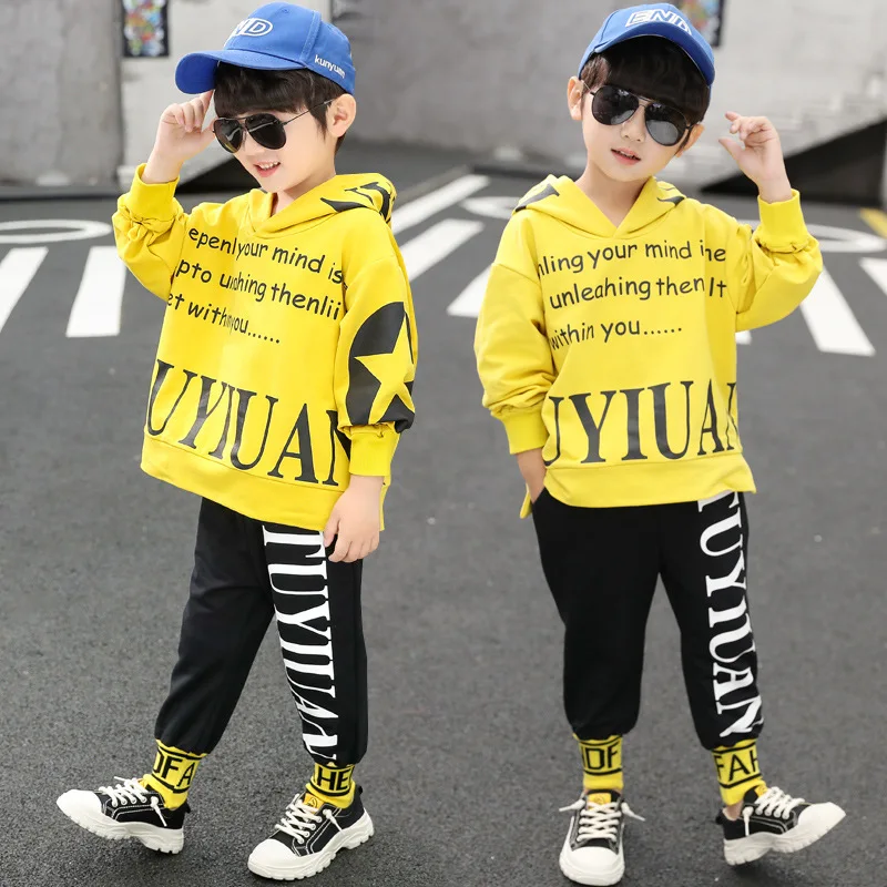 

20441 BOY'S Suit 2020 Spring New Style Childrenswear Sports Boy Big Boy Korean-style Tu Printed Set Fashion