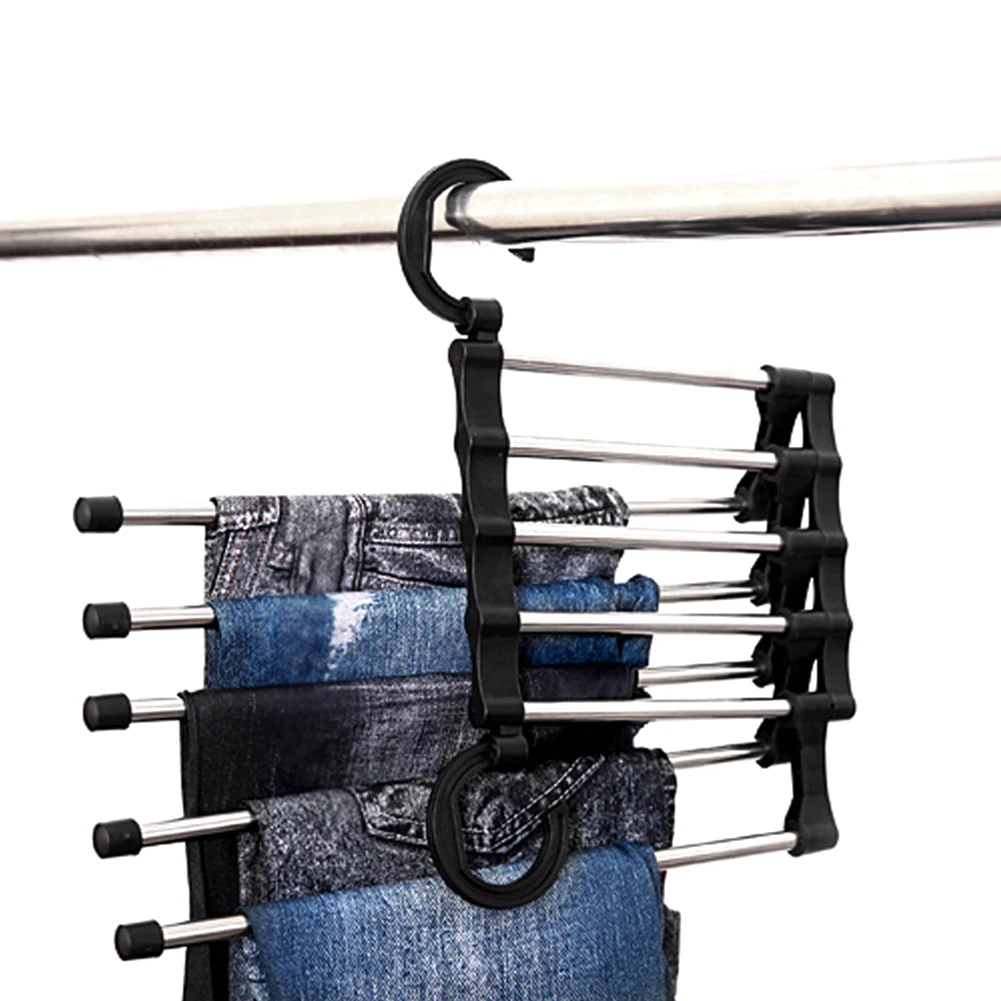 

5-in-1 Adjustable Trouser Pants Tie Shawl Rack MultiFunctional Clothes Drying Rack Hangers Pants Storage Hanger Closet Organizer