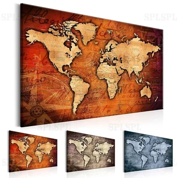 

1 Panel HD Printed Canvas Print Painting World Map Home Decoration Wall Pictures for Living Room Wall Art on Canvas(No Frame)