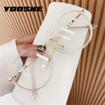 

YOOSKE Anti Blue Light Glasses Transparent Round TR90 Eyeglasses Women Computer Optical Frames Men Unique Myopia Frame
