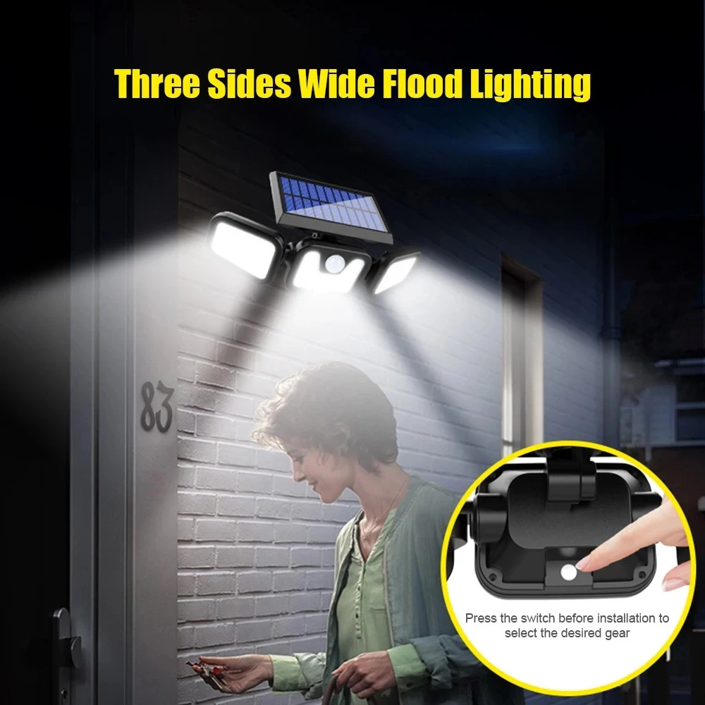 

LED Solar Light Outdoor Solar Lamp Sunlight Powered 3 Modes PIR Motion Sensor Wall Lamp for Garden Decor Street