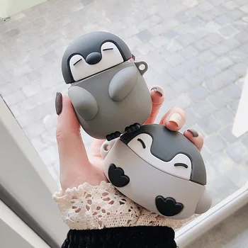 

For AirPods Pro Cartoon Cute Penguin Headphone Case for Apple AirPods 1 2 3 Bluetooth Earphone Soft Silicone Cover with Hook