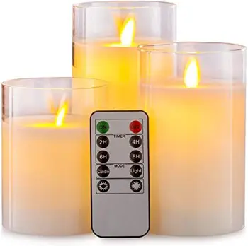 Remote LED Electronic Candle Lights Flameless Candle LED Glass Candle Set with Control Timer For Christmas Home Decor Wedding 1