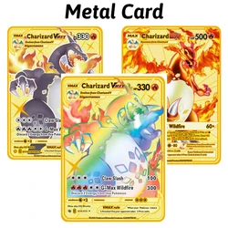 Cartes Pokemon anglais en or Vmax V Max Pikachu Charizard arc en ciel, carte de Collection, jeu doré, cadeau pour enfants 