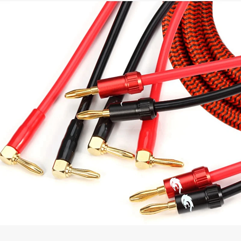 US $21.00 Audiophile Speaker Cable With Angle Banana Plug For Home Theater Amplifier Surround Sound System OFC Audio Cable 1M 2M 3M 5M 8M