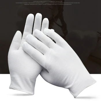 

12 Pairs White Cotton Gloves Labor Protection Gloves Household Cleaning Gardening Working Gloves Etiquette Supplies Gloves