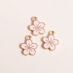 Set of 10 Enamel Flower Charms - Rose & Sakura Pendants (LE390 - 2 pink)