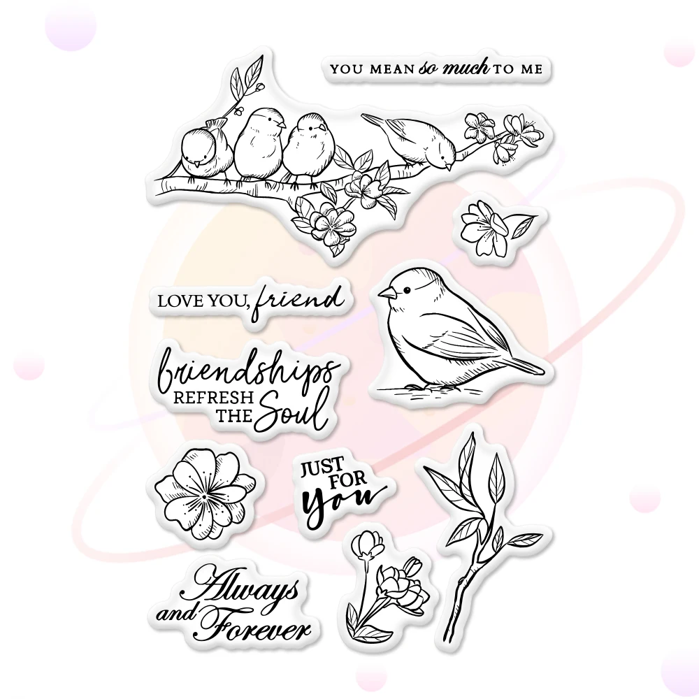Spring Birds Metal Cutting Dies Clear Stamp DIY Scrapbooking Dies