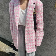 

2022 Spring Fall Chic Tweed Houndstooth Two-Piece Suit Elegant Blazer Jacket Outwear+Mini Short Skirt Ladies Streetwear Suit