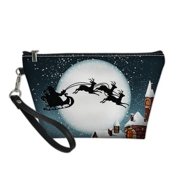

Thikin Classic Christmas Night Print Makeup Bags for Women Girls Cosmetic Bag Travel Handbag Makeup Case Pouch Storage Purse