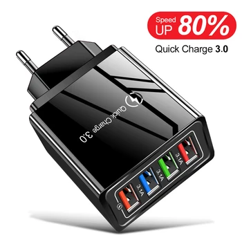 Зарядное устройство Lovebay, 3 А, USB, быстрое зарядное устройство 3,0 для iphone, Samsung, планшета, вилка для ЕС и США, настенное зарядное устройство для м...