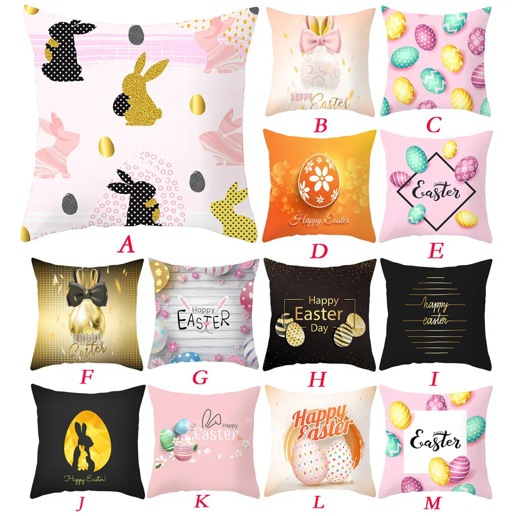 

2020 High Quality Happy Easter Pillow Case Polyester Printed Sofa Throw Cushion Home Decor Wholesale Dropshipping Wholesale