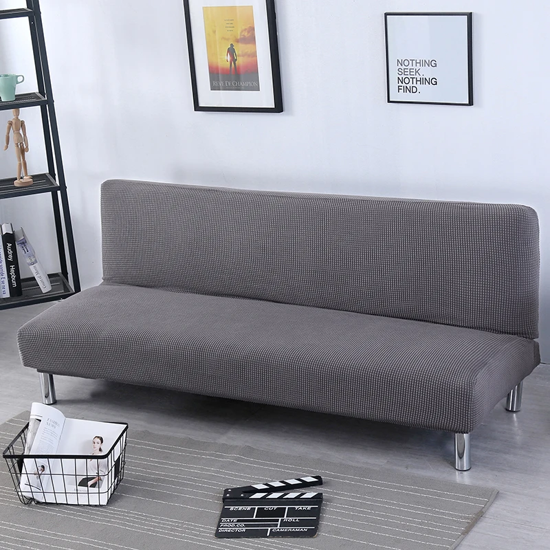 Плюшевый чехол для дивана, однотонный чехол для дивана без подлокотника, чехлы для дивана, складной диван-кровать, чехол для дивана - Цвет: Светло-серый