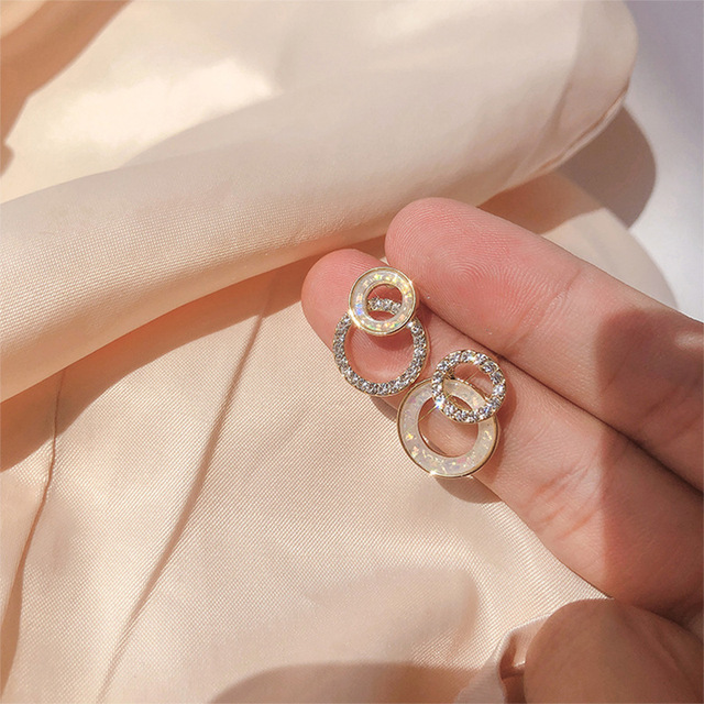 New Korean Cute Shiny Stud Earrings For Women Dainty Rhinestone Earring Girls Birthday Party wedding Fashion Jewelry