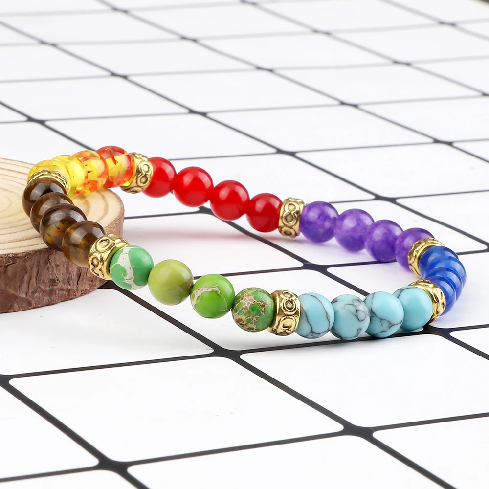 7 Chakra Reiki Healing Beads Bracelets 4 6mm Stone Beaded Stretch Bracelet Adjustable Braided Bangles For Women Men Yoga Jewelry beaded bracelet stone bead bracelet natural stone bracelet