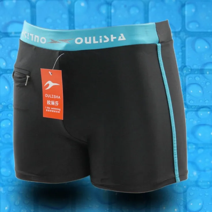 

INS Hot Selling MEN'S Swimming Trunks Boxer High-waisted Built-in Zipper Swimsuit Beach Bubble Hot Spring Pocket Conservative