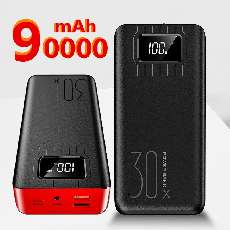 2USB LED Power Bank 90000mAh Портативная зарядка Poverbank упаковка Внешняя батарея Powerbank для iPhone