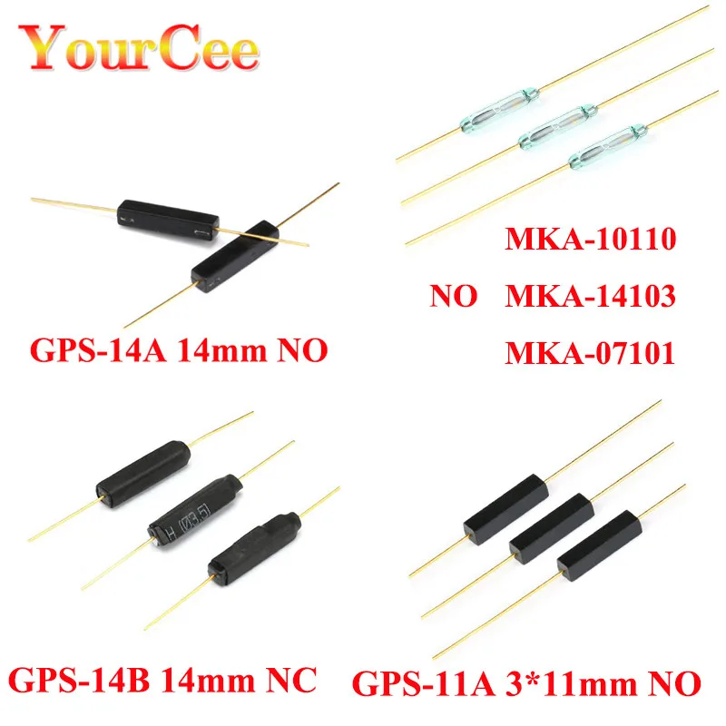 5Pcs 2*14mm 3*11mm MKA-14103 Normally Open Close NO NC Reed Relays Switch GPS-11A GPS-14A GPS-14B Magnetic Anti Vibration | Обустройство