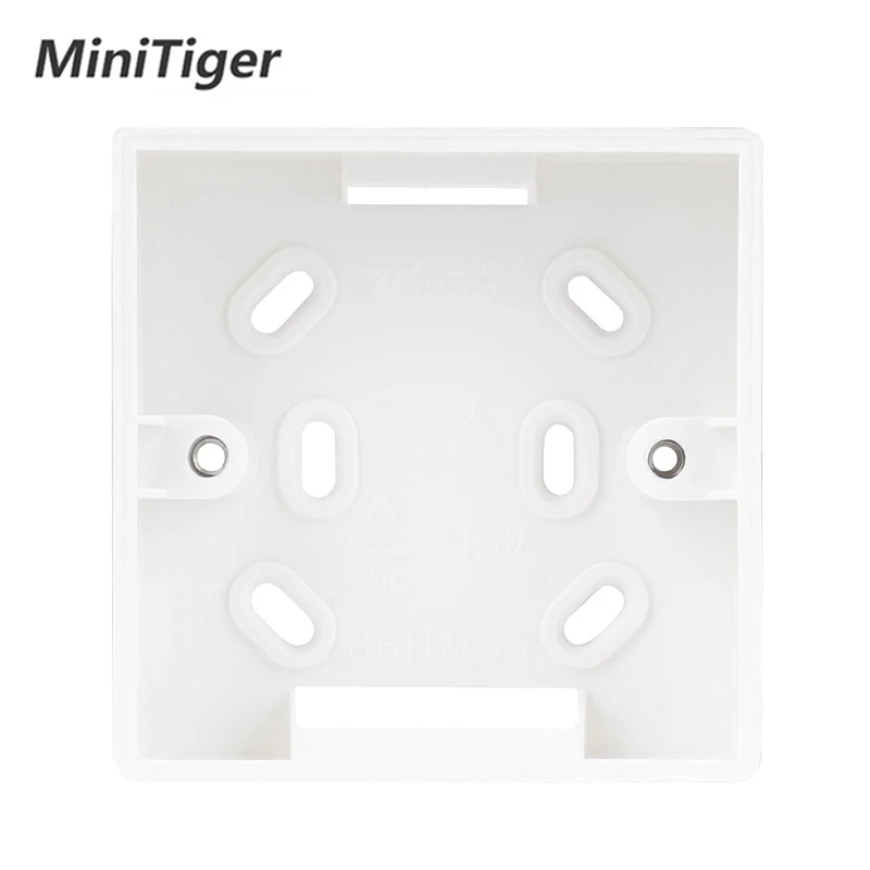 MiniTiger, стандарт ЕС/Великобритании, 1 комплект, 1 способ, сенсорный выключатель, белая кристальная стеклянная панель, сенсорный выключатель, настенный светильник, только сенсорный функциональный переключатель - Цвет: Mount Box-9