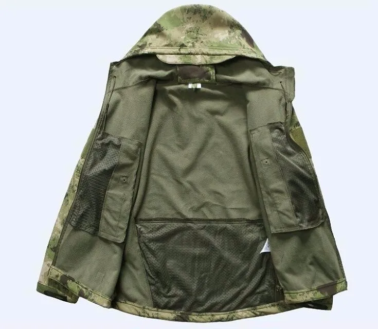 Sharkskin Открытый Охота Ghillie костюм Кемпинг водонепроницаемая куртка tad4.0 мягкая оболочка флисовая куртка+ брюки Снайпер камуфляж