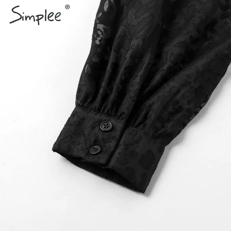 Simplee, сексуальная черная блузка с длинным рукавом, рубашка, элегантные вечерние женские блузки, рубашки, весна-лето, повседневные офисные сетчатые Топы highstreet