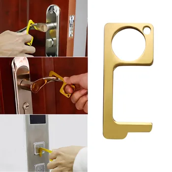 

Dropshipping Anti Contact Door Opener No Touch Key Door Opener Key Chain Non-contact Door Handle Elevator Artifact Keychain