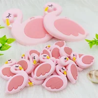 1/10pcs Silicone Beads & Baby Teether Pink Swan Flamingo Bead DIY Making Baby Teething Necklace Accessories Nursing Toy 1