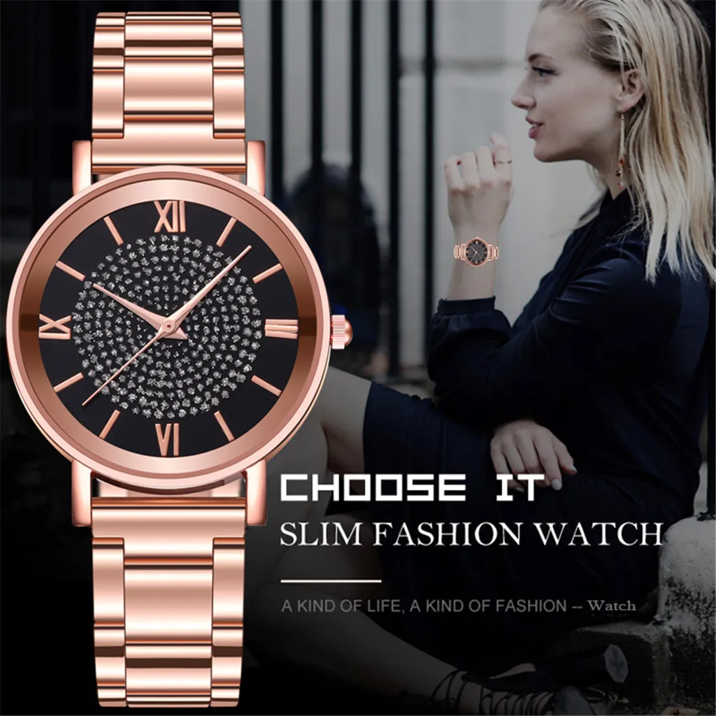 Женские часы из нержавеющей стали женские montre femme 2019 циферблат повседневные @