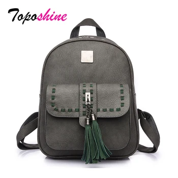 

Toposhine 2020 Retro Panelled Women Backpacks Fashion PU Leather Lady Backpacks Girls Backpacks Popular Cute School Bags 1741