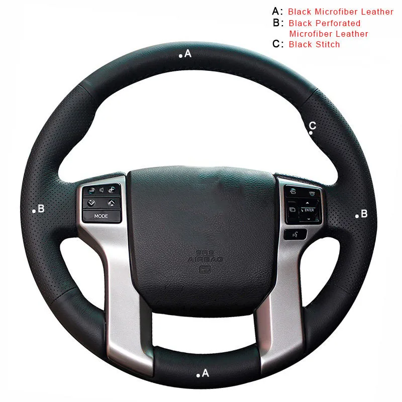 Microfiber Leather Авто оплетка на руле Крышка для Toyota Land Cruiser Prado 2010- Tundra- Tacoma 2012- DIY автомобильные чехлы - Название цвета: Microfiber Leather