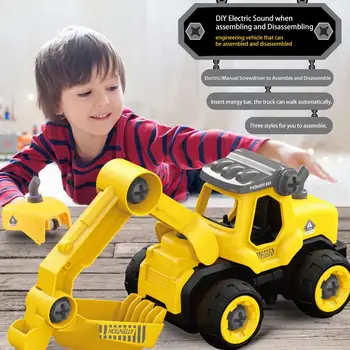 

3 In 1 DIY Take Apart Toys With Electric Drill Remote Control Construction Truck Toy Demolition Truck For Boys Gift