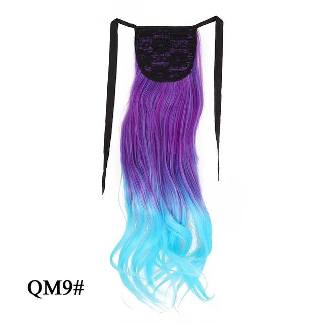 Leeons 20'' Synthetic Ponytail Hair pieces Heat Resistant Fiber Straight Ribbon Clip In Hair Extension 21 colors Brown Black qm 9