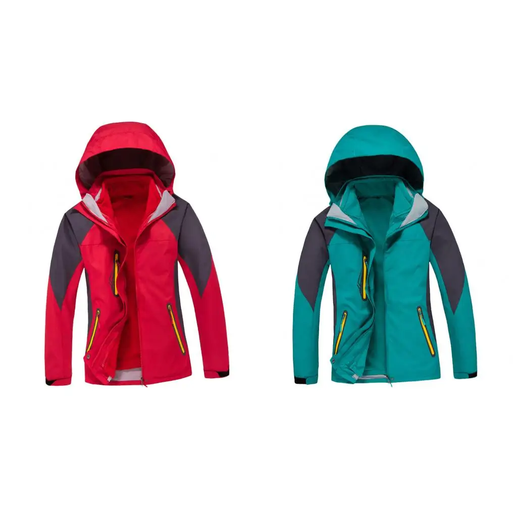 

Women 2 in 1 Outdoor Ski Jacket with Removable Fleece Liner Jacket & Hooded Waterproof Soft Shell L/XL/XXL for Hiking Trekking