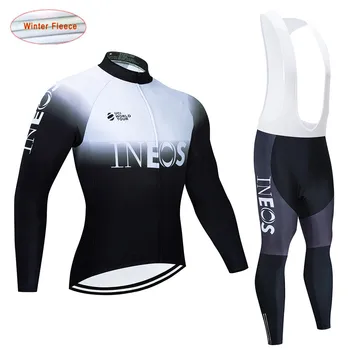 

Men Long Sleeve Winter thermal Fleece Cycling Jersey Road Bike Bicycle Clothing Spring Ropa Ciclismo Bib Shorts Pants Set