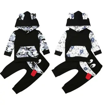 

Newborn Kids Baby Boys Animal Hooded Long Sleeve Clothes Hood Top Cotton Sweatshirt Pants Autumn Outfit