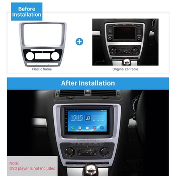 

Harfey Double Din Car Radio Fascia In Dash DVD Player Outter Frame Surround Panel For Skoda Octavia 2010 2011 2012 2013 Silver
