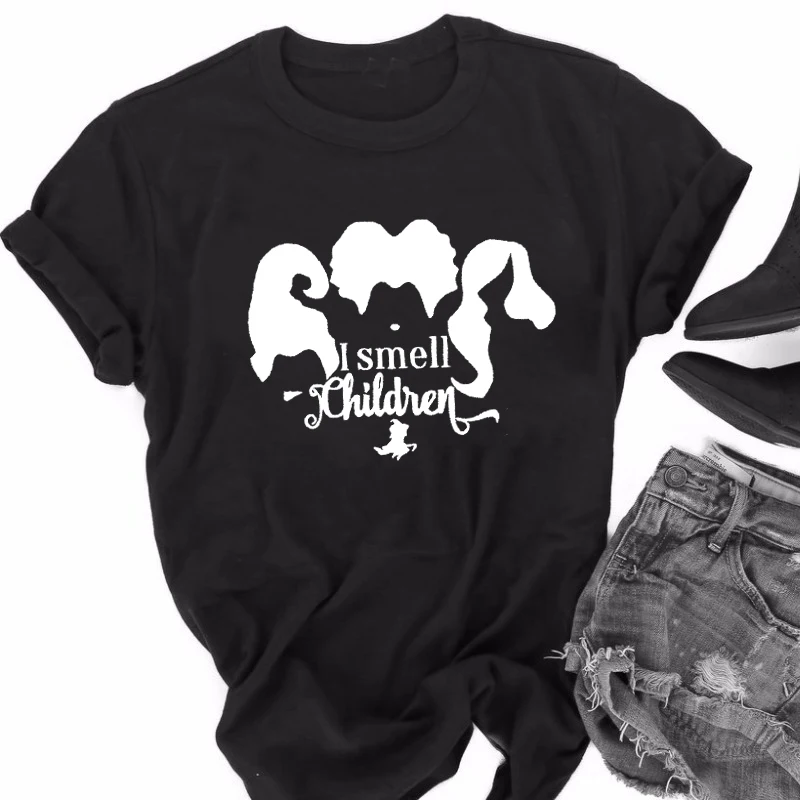 

Cute I Smell Children Halloween Funny Graphic Women Witch Broom Tees Grunge Tumblr Holiday Gift Slogan Horror Kawaii Shirts