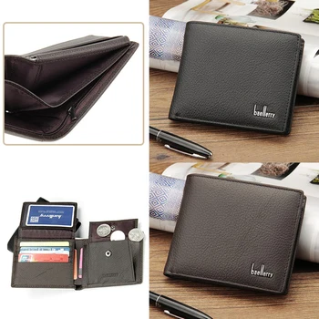 

1pcs Men Vintage Wallets Cion Bags Men Plain Short Wallets Pu Leather Wallets Simple Design Men Wallets Clutch Wallets