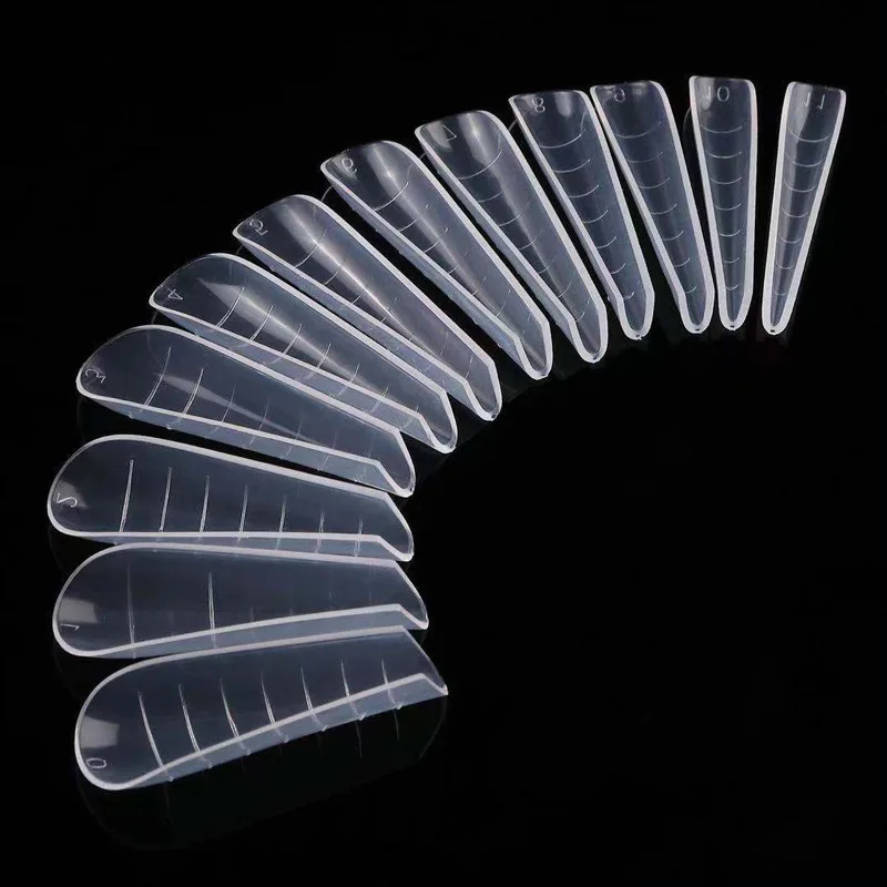 120Pcs Dual Forms Poly Nail Gel Quick Building Mold Tips Clear Finger Extension Nail Art UV Coffin & Nail Ballerina Tips Mold &*