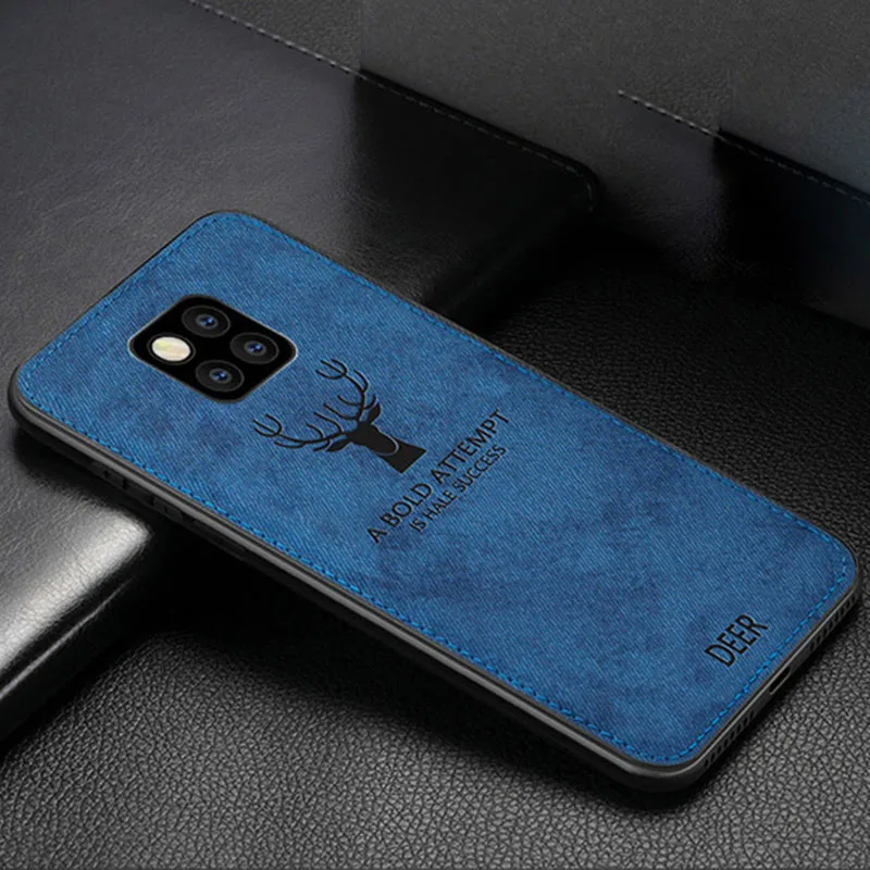 Blue Тканевый чехол с рисунком оленя и лосей для huawei P20 Lite P8 P9 P10 Lite, мягкий силиконовый чехол из ткани для huawei mate 20 Lite 10 9 8 Pro - Цвет: Blue