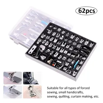 

62PCS Sewing Machine Presser Set Multifunctional Sewing Pressure Ruler Weaving Knitting Presser Foot Kit Sewing Accessories
