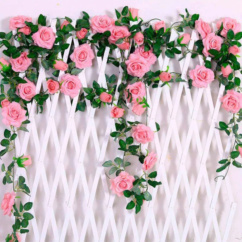 

16*Head Rose Vines Simulation Rose Vines Green Plant Simulation Plants 1PCS 2.3M