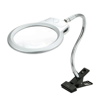 

Lighted LED Lamp Magnifier Clip Table Top Desk Reading 2.25X 5X Magnifying LHB99