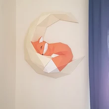 INS DIY Скандинавское 3D украшение на стену с изображением лисы и Луны, подвесные детали, простая бумага для гостиной, художественная фотография, украшение для детской комнаты