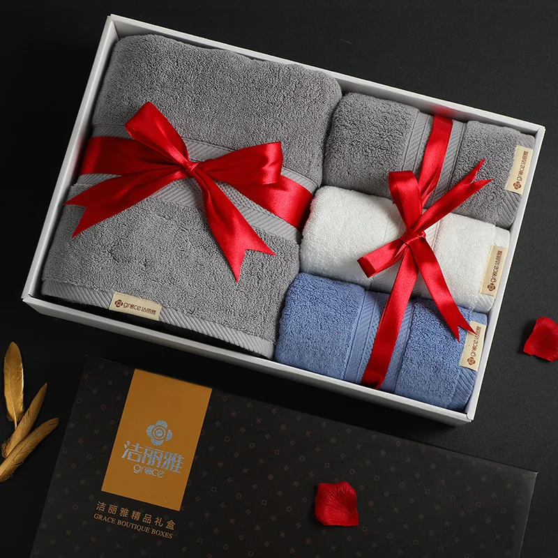 Роскошное хлопковое банное полотенце, Подарочная коробка, 4 шт. в наборе, бизнес впитывающая ткань, свадебный подарочный набор, рождественское полотенце, упаковка,, 6MM95 - Цвет: Style 8