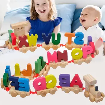 

Kids Train Toys 26 English Letters Baby Early Learning Puzzle Wooden Toy Children's Learning Toys