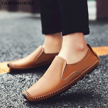 

Sepatu Men Loafers Genuine Leather Sewing Low Top Driver Zapatos Para Hombre