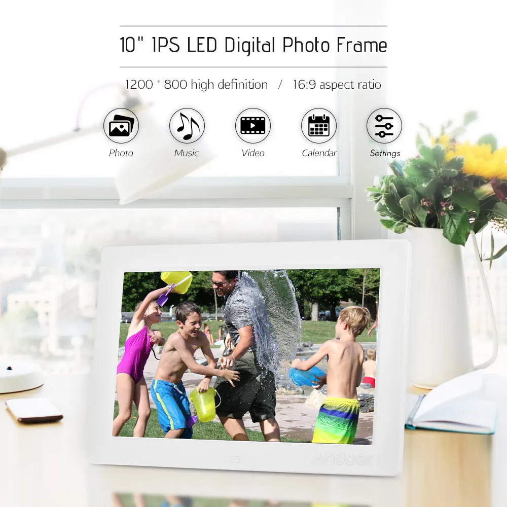 Andoer 10 дюймов цифровая фоторамка полный вид ips экран 1080P поддержка случайная игра с пультом дистанционного управления подарок на Рождество День рождения