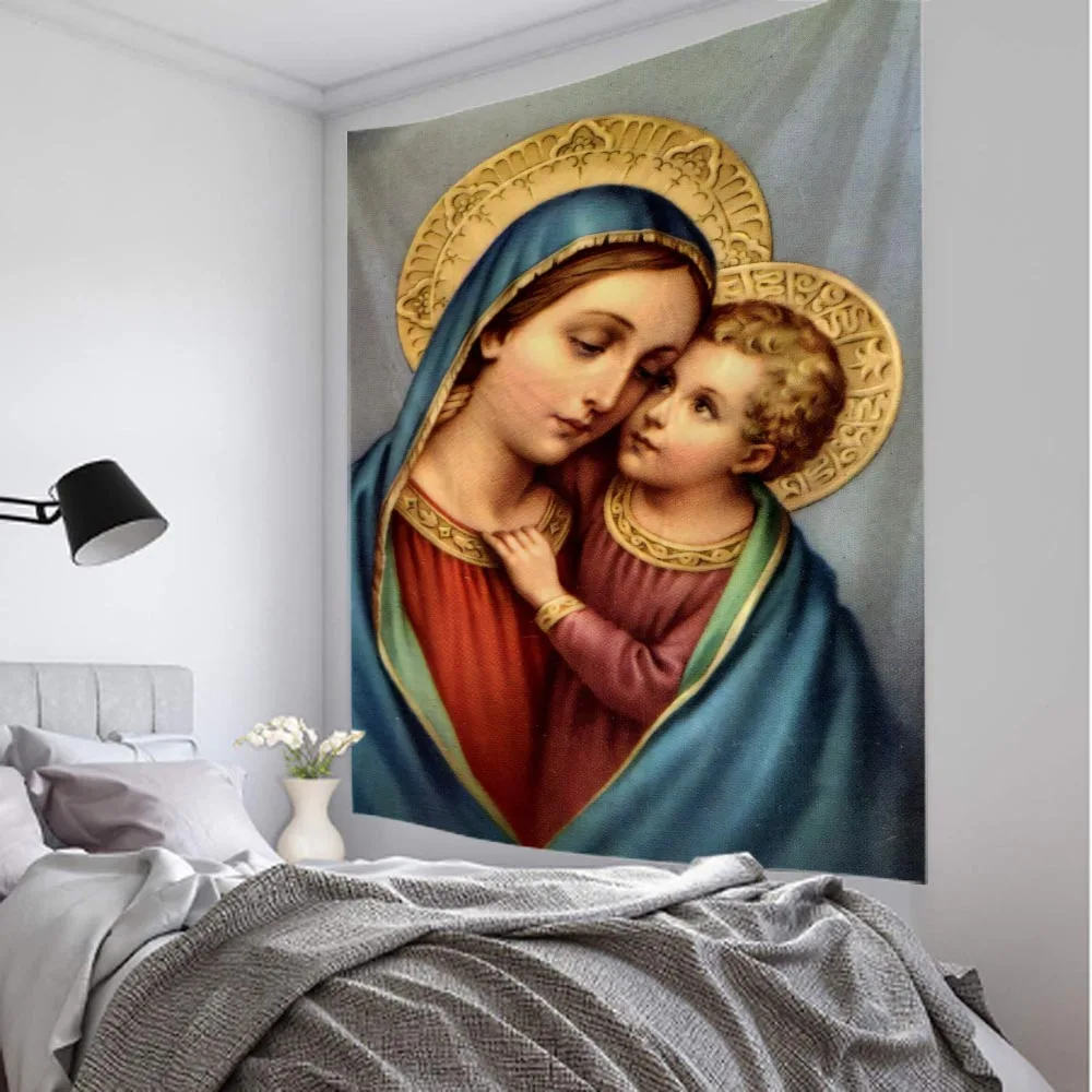 Jesus retro art illustration tapestry home wall decoration hippie bohemian decoration yoga mat sheets aesthetic room tapestry decor